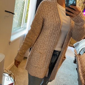 Pink and white knit Lucky Brand cardigan